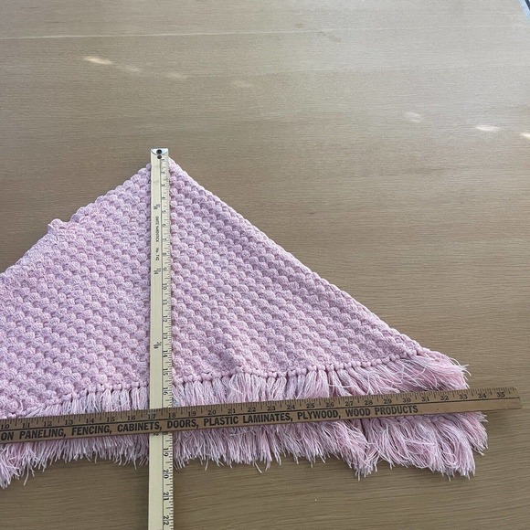 Vintage Girl's Crochet Knit Poncho Fringe Pink Metallic Silver Size 6 - Picture 2 of 2